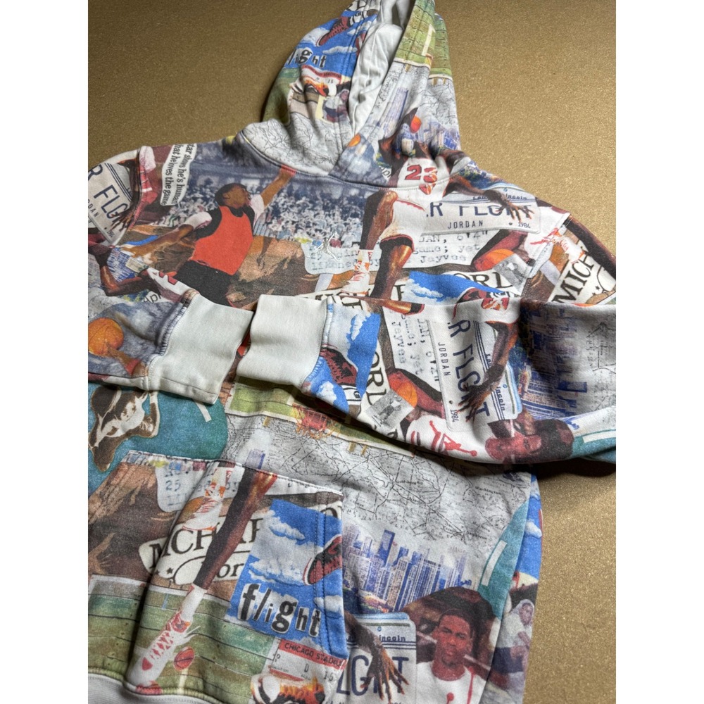 Jordan Kids All Over Print Flight Collage Hoodie Sweatshirt Multi Color Large - Picture 8 of 8